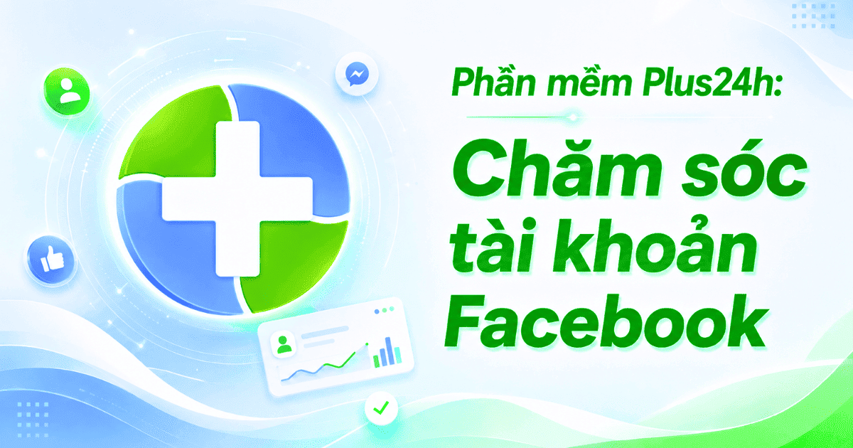 Giải pháp marketing số Plus 24h với hệ thống thiết bị và biểu tượng mạng xã hội.