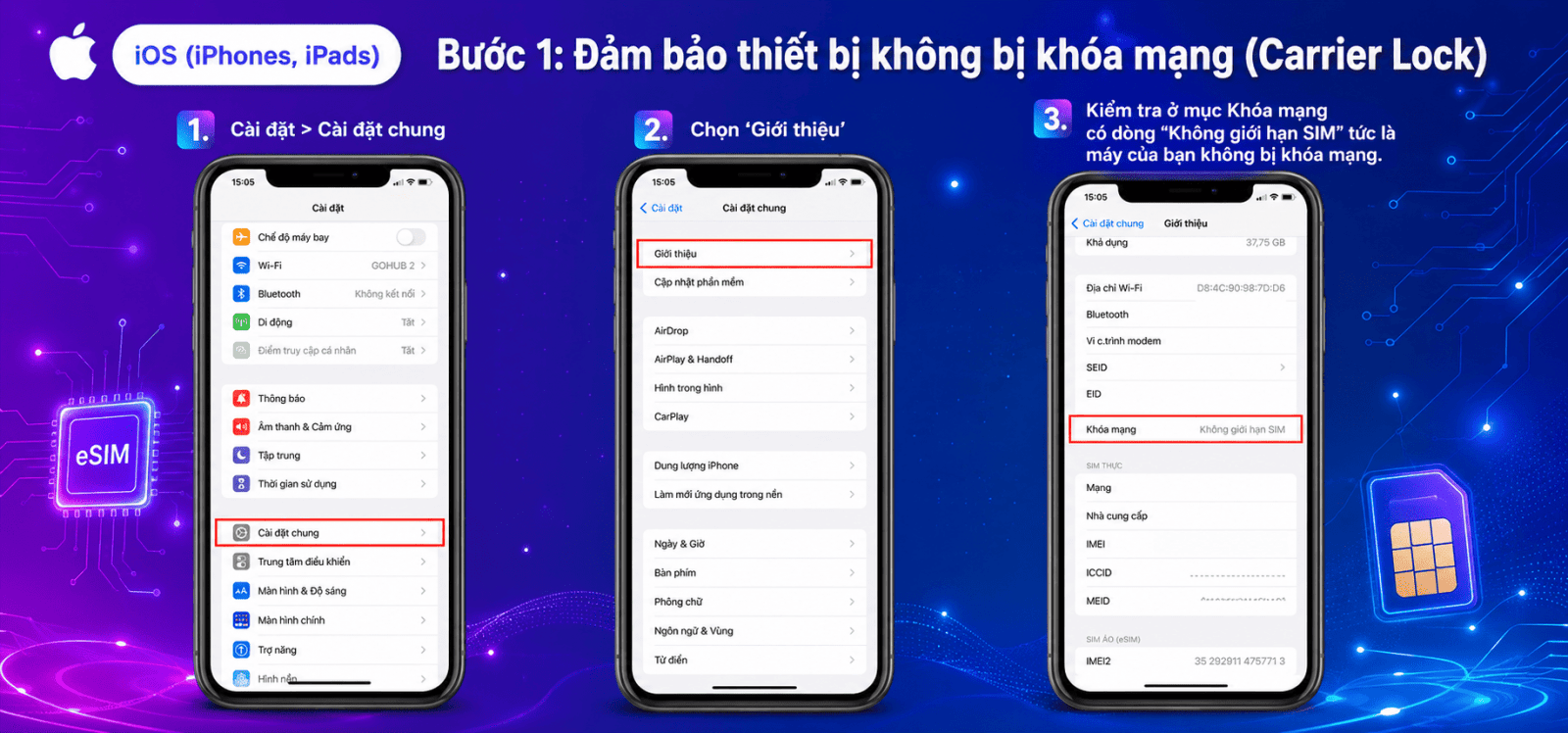 Hướng dẫn kiểm tra khóa mạng iPhone trước khi cài eSIM