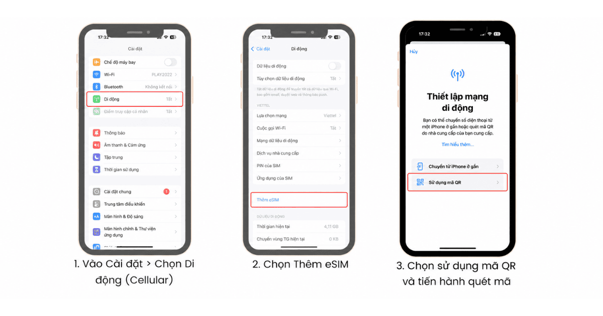 Cách Cài Đặt eSIM Trên iPhone