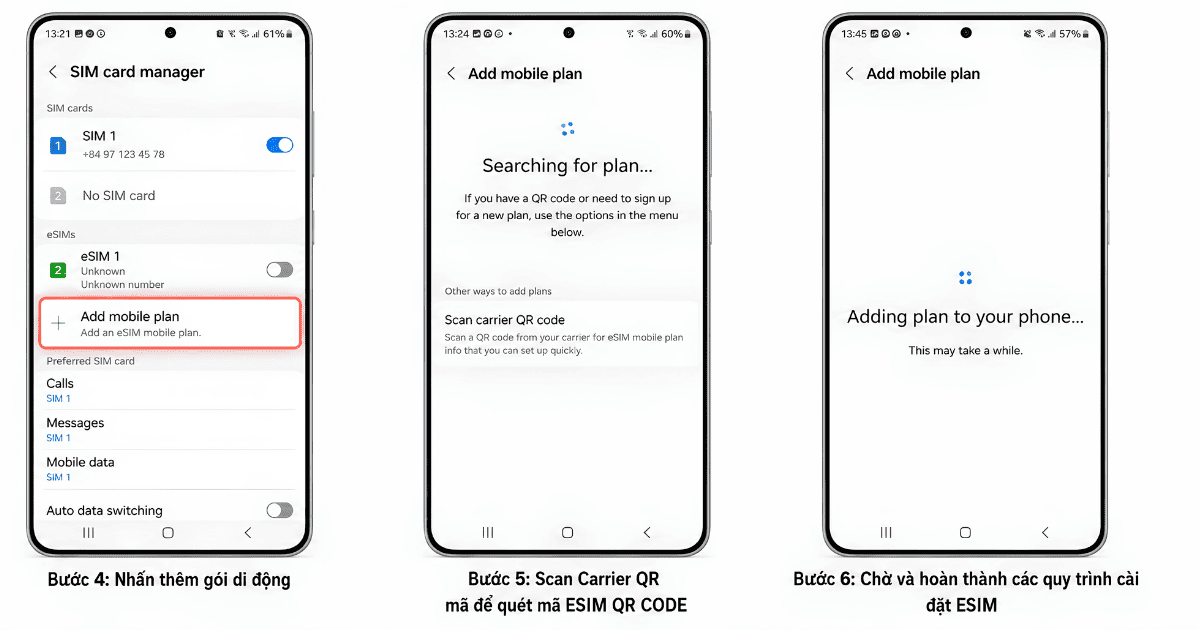 Cách Cài Đặt eSIM Trên Samsung